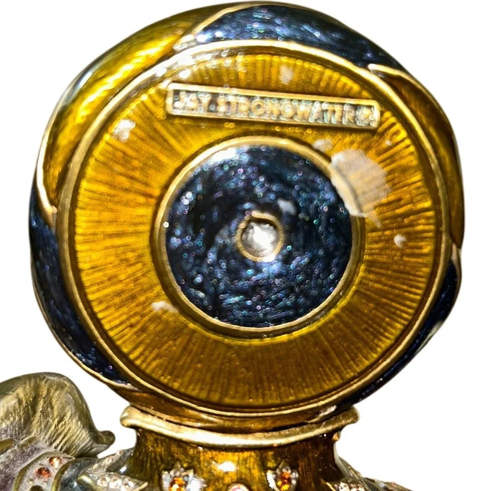 Jay Strongwater Jeweled Elephant Desk Clock Swarovski Crystal Enamel Figurine